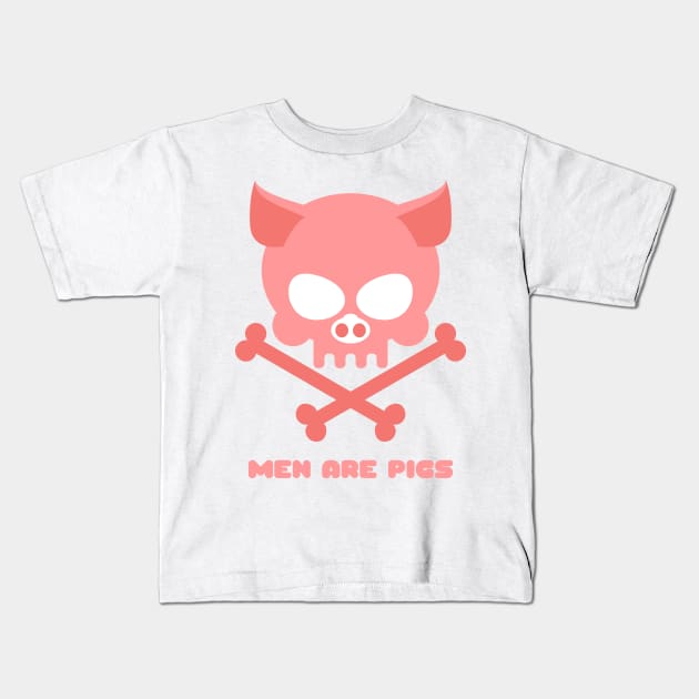 Animal Skull Pig Skull Men Are Pigs Men Are Trash Statement Evil Pig Kids T-Shirt by nathalieaynie